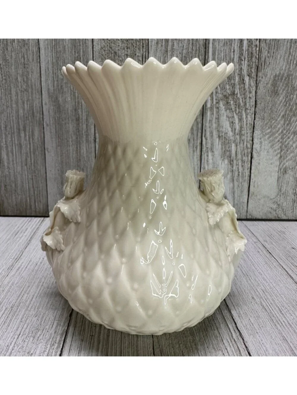 Vtg Belleek Irish Porcelain Thistle Vase 5th Green Mark MCM #0857 5
